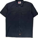 Dickies Short Sleeve Shirt - Large Black Polyester Blend