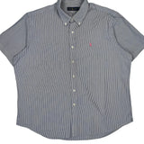 Ralph Lauren Striped Short Sleeve Shirt - 2XL Blue Cotton