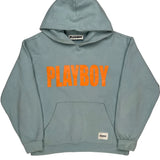 Playboy Spellout Hoodie - Large Gray Cotton