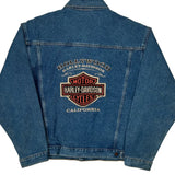 Hollywood Harley Davidson Denim Jacket - Large Blue Cotton