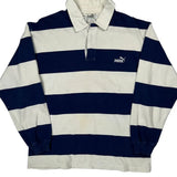 Puma Striped Rugby Shirt - Small Blue Cotton