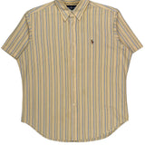 Ralph Lauren Striped Short Sleeve Shirt - Large Yellow Cotton