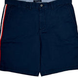 Tommy Hilfiger Striped Chino Shorts - 36W 10L Navy Cotton