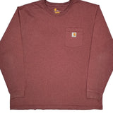 Carhartt Long Sleeve T-Shirt - 2XL Red Cotton
