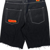 Empyre Contrast Stitch Denim Shorts - 38W 11L Black Denim