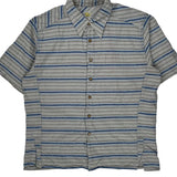 Mountain Hard Wear Striped Short Sleeve Shirt - Large Gray Cotton