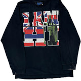 Union Jack Print Pipe Dream Graphic Long Sleeve T-Shirt - Large Black Cotton