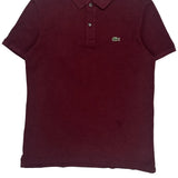 Lacoste Slim Fit Polo Shirt - Large Burgundy Cotton