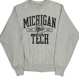 Michigan Tech Champion College Sweatshirt - Small Grey Cotton