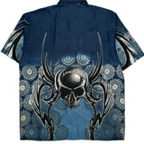 Skull Design Skull Mania Graphic Short Sleeve Shirt - XL Blue Cotton