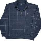 Nautica Checked 1/4 Zip - 2XL Blue Cotton