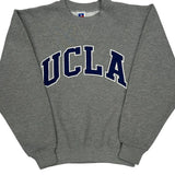 Russell Athletic College Sweatshirt - Small Gray Cotton Blend