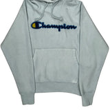 Reverse Weave Champion Spellout Hoodie - Small Grey Cotton
