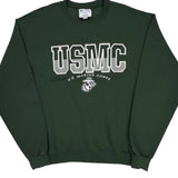 US Marine Corps Champion Graphic Long Sleeve T-Shirt - XL Green Cotton
