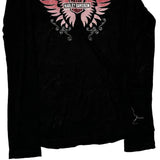 Motorcycle Harley Davidson Graphic Long Sleeve T-Shirt - Large Black Cotton Blend