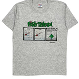 Single Stitch Hanes Cartoon T-Shirt - Large Gray Cotton Blend