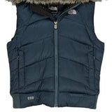 550 Fill The North Face Hooded Puffer Vest - Small Blue Polyester