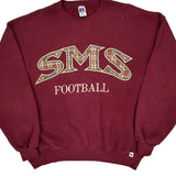 Made In USA Russell Athletic Sms Football Sweatshirt - 2XL Burgundy Cotton