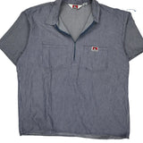 Ben Davis Striped Short Sleeve Shirt - XL Blue Cotton Blend