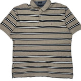 Tommy Hilfiger Striped Polo Shirt - XL Beige Cotton