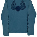 Motorcycle Harley Davidson Graphic Hoodie - Large Blue Cotton