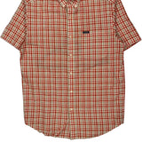 Chaps Ralph Lauren Checked Short Sleeve Shirt - Medium White Cotton Blend