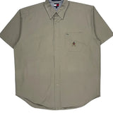 Tommy Hilfiger Short Sleeve Shirt - Large Beige Cotton