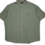 Ralph Lauren Checked Short Sleeve Shirt - XL Green Cotton