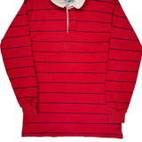 Lands End Striped Rugby Shirt - Large Red Cotton