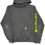 Carhartt Spellout Hoodie - Large Gray Cotton Blend