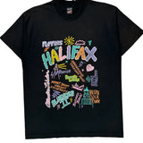 Single Stitch Halifax Fruit Of The Loom Graphic T-Shirt - XL Black Cotton Blend