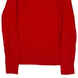 Tommy Hilfiger Cable Knit Jumper - Large Red Cotton