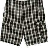 American Eagle Checked Cargo Shorts - 34W 10L Black & White Cotton