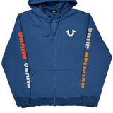 Brand Logo On Chest True Religion Spellout Hoodie - XL Blue Cotton