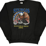 2001 Sturgis Hanes Graphic Sweatshirt - XL Black Cotton Blend
