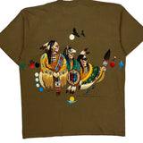 Native American Art Habitat Graphic T-Shirt - Large Brown Cotton