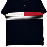 Tommy Hilfiger Striped Polo Shirt - Medium Navy Cotton