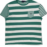 Polo By Ralph Lauren Striped T-Shirt - XL Green Cotton