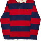 Ralph Lauren Striped Rugby Shirt - Large Red Cotton