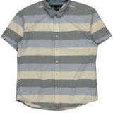 Tommy Hilfiger Striped Short Sleeve Shirt - XL Blue Cotton