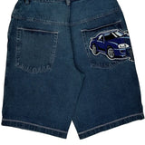No Boundaries Graphic Denim Shorts - 30W 11L Dark Wash Cotton