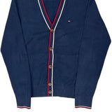 Tommy Hilfiger Striped Cardigan - Small Blue Cotton