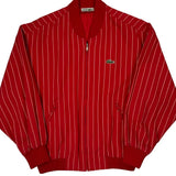 Lacoste Striped Bomber Jacket - Large Red Polyester
