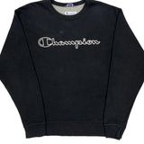 Champion Spellout Sweatshirt - Medium Black Cotton