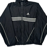 Adidas Striped Windbreaker - Small Black Polyester