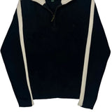 Ralph Lauren Striped 1/4 Zip - Medium Black Cotton