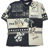Mickey'S Clubhouse Disney Cartoon Polo Shirt - 2XL Black & White Cotton
