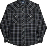 Wrangler Checked Flannel Shirt - XL Black Cotton