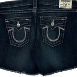 True Religion Studded Denim Shorts - 34W US 8 Dark Wash Denim