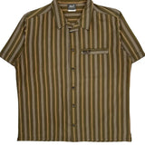 Jack Wolfskin Striped Short Sleeve Shirt - Large Brown Cotton